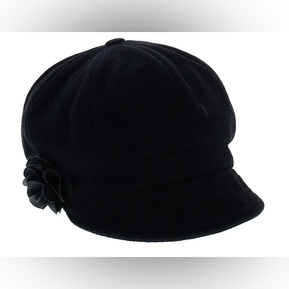 Chic Black Women's Hat with Floral Detail
